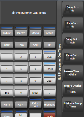 Edit Programmer Cue Times in the Titan Go interface