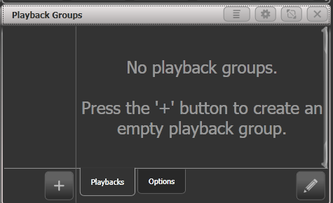 Empty playback groups workspace