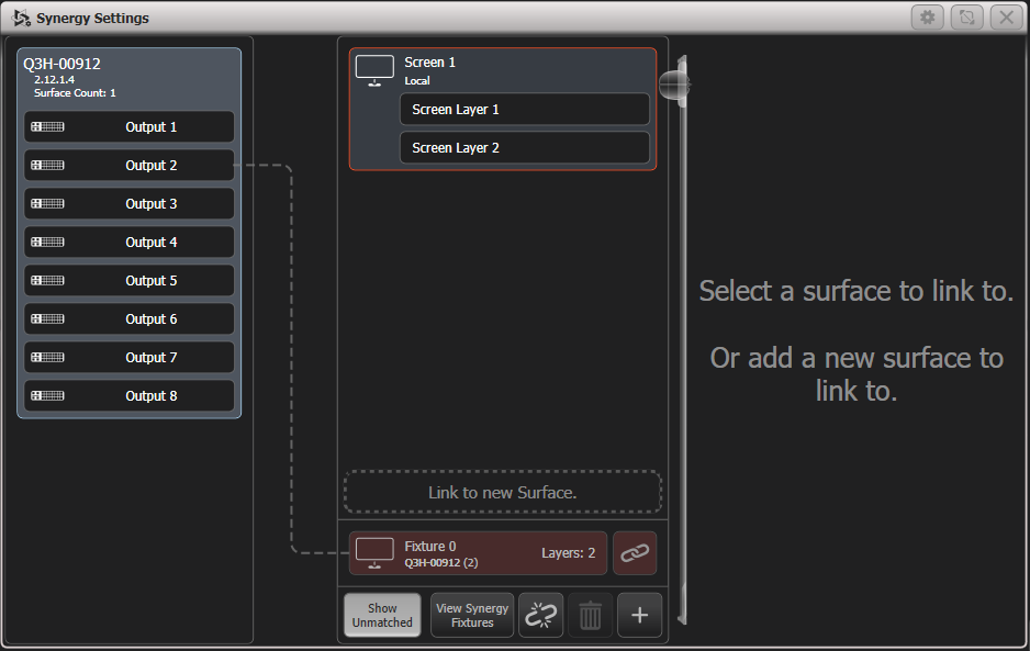 Synergy Settings Window linking a screen