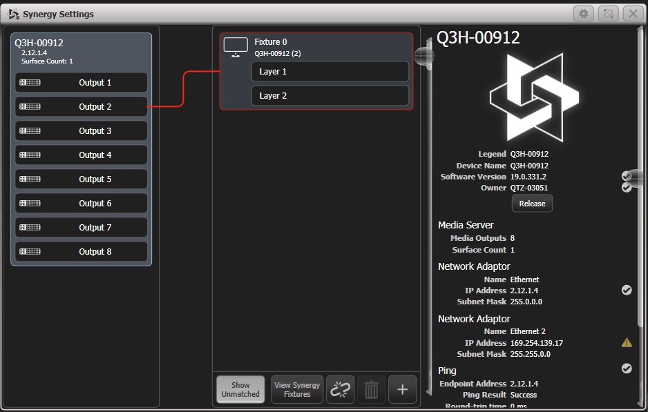 Synergy Settings Window with a linked screen
