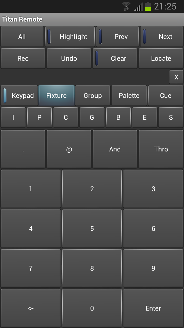 Titan Remote Android App with keypad