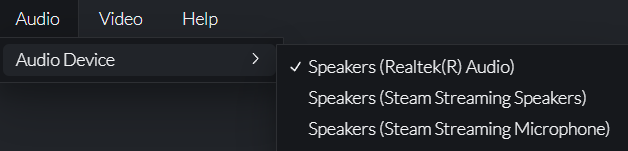 Prism Player Audio Menu