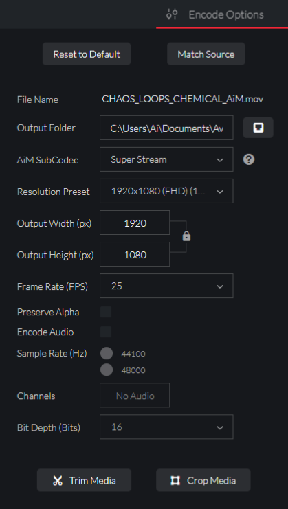 Encode Options