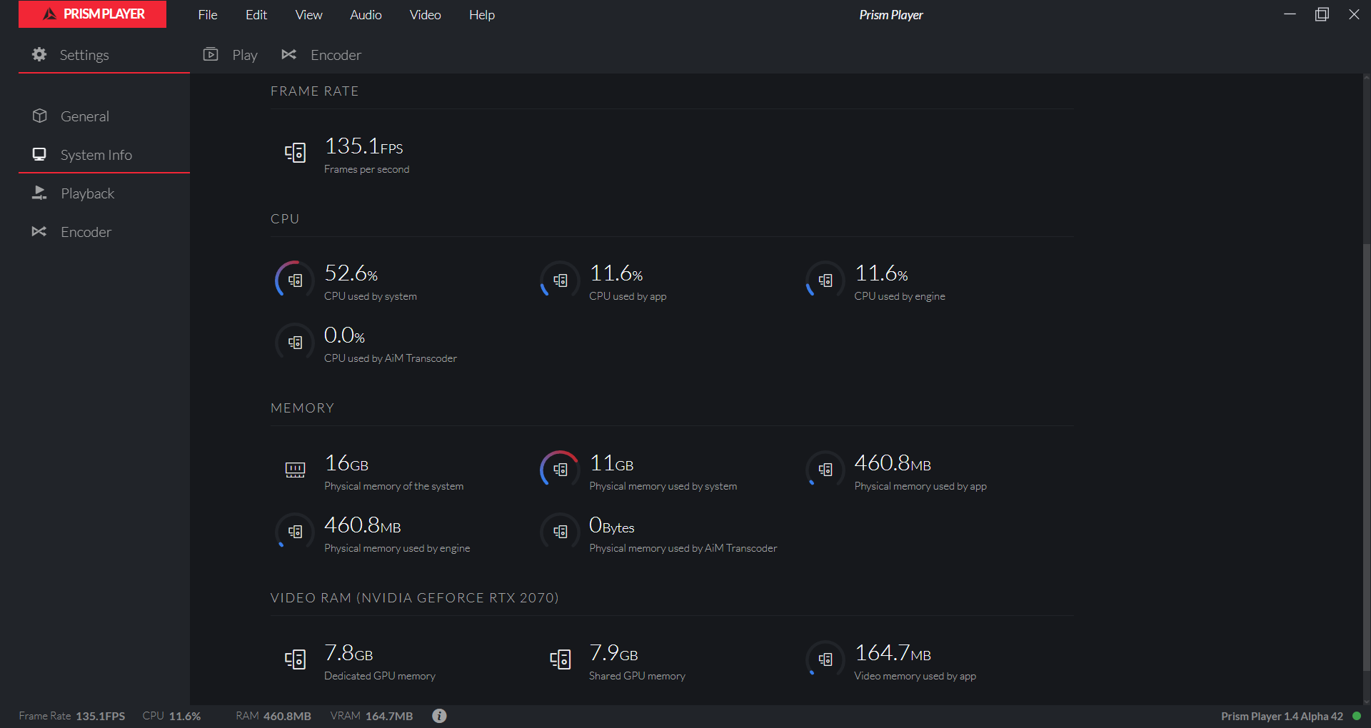 Settings System Info