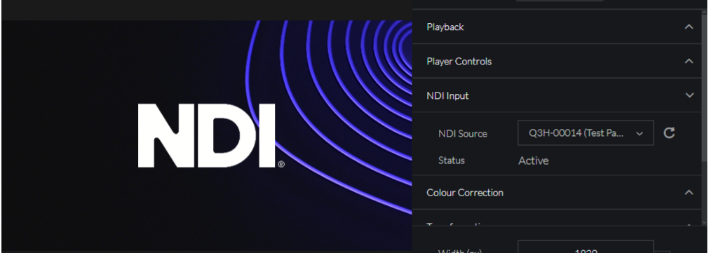 Preview NDI Input Settings